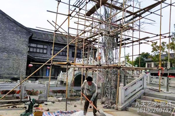 江苏盐城水泥仿真树制作-搭建骨架