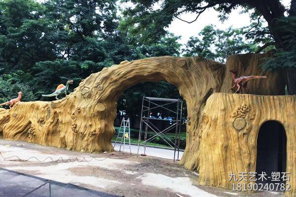 辽宁沈阳塑石假山景观制作-大门背面