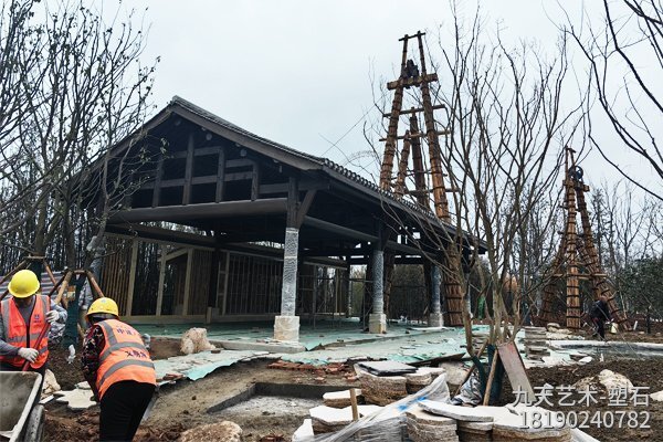 成都园博会自贡园塑石景观施工中