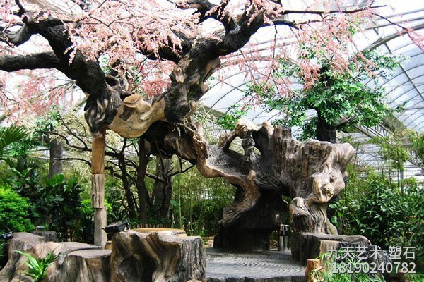 室内水泥假树花树